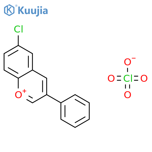 1-Benzopyrylium, 6-chloro-3-phenyl-, perchlorate structure