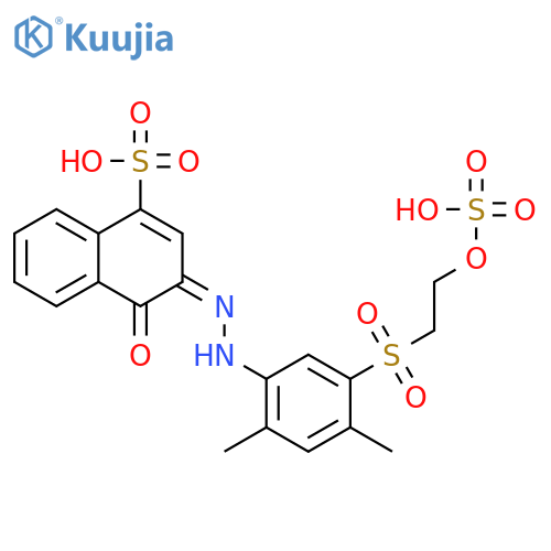 (3E)-3-[2-(2,4-dimethyl-5-{[2-(sulfooxy)ethyl]sulfonyl}phenyl)hydrazinylidene]-4-oxo-3,4-dihydronaphthalene-1-sulfonic acid structure