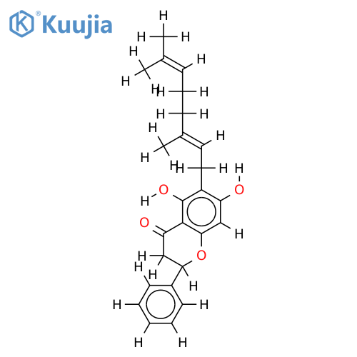 (+/-)-5,7-Dihydroxy-6-(1''-geranyl)flavanone structure