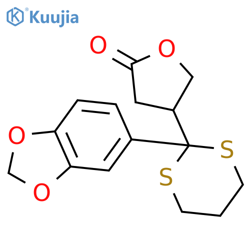 4-[2-(1,3-benzodioxol-5-yl)-1,3-dithian-2-yl]dihydrofuran-2(3H)-one structure