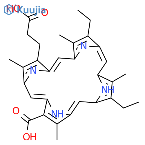 7-carboxy-12,17-diethyl-3,8,13,18-tetramethyl-21H,23H-porphine-2-propionic acid structure