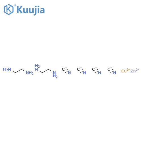 bis(ethane-1,2-diamine-N,N')copper(2+) tetrakis(cyano-C)zincate(2-) structure