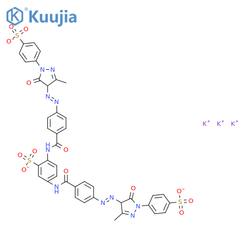 tripotassium 2,5-bis[4-[[4,5-dihydro-3-methyl-5-oxo-1-(4-sulphonatophenyl)-1H-pyrazol-4-yl]azo]benzamido]benzenesulphonate structure