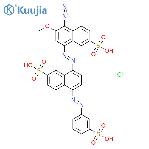 2-methoxy-6-sulpho-4-[[7-sulpho-4-[(3-sulphophenyl)azo]-1-naphthyl]azo]naphthalene-1-diazonium chloride structure