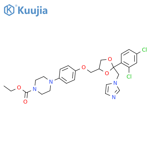 Ethyl 4-[4-[[(2R)-2-(2,4-dichlorophenyl)-2-(imidazol-1-ylmethyl)-1,3-dioxolan-4-yl]methoxy]phenyl]piperazine-1-carboxylate structure