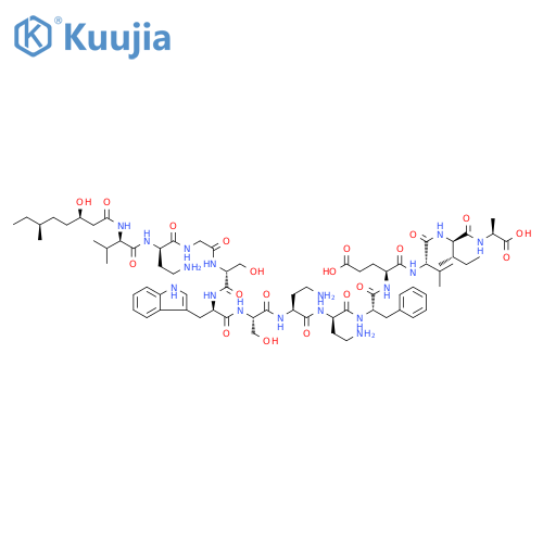L-Alanine, N-[(3R,6S)-3-hydroxy-6-methyl-1-oxooctyl]-D-valyl-(2R)-2,4-diaminobutanoylglycyl-D-seryl-D-tryptophyl-L-seryl-(2S)-2,4-diaminobutanoyl-(2R)-2,4-diaminobutanoyl-L-phenylalanyl-L-α-glutamyl-L-valyl-D-alloisoleucyl- structure