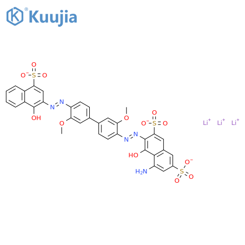 trilithium 5-amino-4-hydroxy-3-[[4'-[(1-hydroxy-4-sulphonato-2-naphthyl)azo]-3,3'-dimethoxy[1,1'-biphenyl]-4-yl]azo]naphthalene-2,7-disulphonate structure