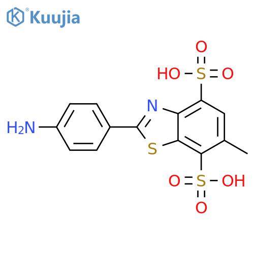 2-(4-aminophenyl)-6-methyl-1,3-benzothiazole-4,7-disulfonic acid structure