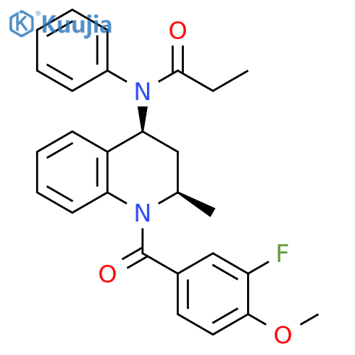 Propanamide,N-[(2R,4S)-1-(3-fluoro-4-methoxybenzoyl)-1,2,3,4-tetrahydro-2-methyl-4-quinolinyl]-N-phenyl-, rel- structure