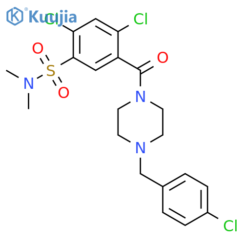 <br>2,4-Dichloro-5-[4-(4-chloro-benzyl)-piperazine-1-carbonyl]-N,N-dimethyl-ben zenesulfonamide structure