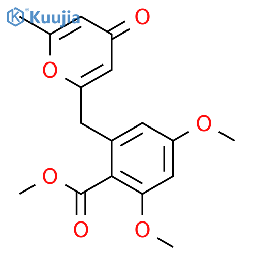 Benzoic acid, 2,4-dimethoxy-6-[(6-methyl-4-oxo-4H-pyran-2-yl)methyl]-, methyl ester structure
