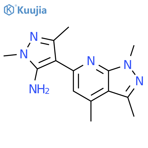 1H-Pyrazol-5-amine,1,3-dimethyl-4-(1,3,4-trimethyl-1H-pyrazolo[3,4-b]pyridin-6-yl)- structure