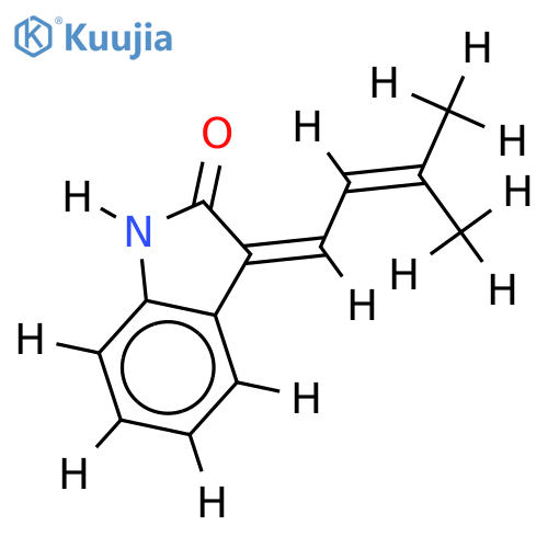 (E)-3-(3'-methyl-2'-butenylidene)-2-indolinone structure