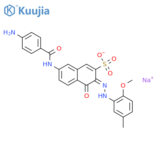 sodium (3E)-7-[(4-aminobenzoyl)amino]-3-[2-(2-methoxy-5-methylphenyl)hydrazinylidene]-4-oxo-3,4-dihydronaphthalene-2-sulfonate structure