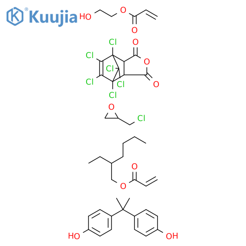 2-Propenoicacid,2-ethylhexylester,polymerwith(chloromethyl)oxirane,4,5,6,7,8,8-hexachloro-3a,4,7,7a-tetrahydro-4,7-methanoisobenzofuran-1,3-dione,2-hydroxyethyl2-propenoateand4,4'-(1-methylethylidene)bis[phenol] structure