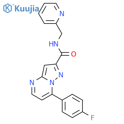 <br>7-(4-Fluoro-phenyl)-pyrazolo[1,5-a]pyrimidine-2-carboxylic acid (pyridin-2- ylmethyl)-amide structure