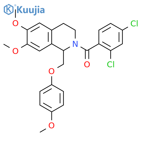 2-(2,4-dichlorobenzoyl)-6,7-dimethoxy-1-(4-methoxyphenoxy)methyl-1,2,3,4-tetrahydroisoquinoline structure