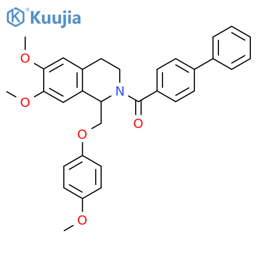 2-{1,1'-biphenyl-4-carbonyl}-6,7-dimethoxy-1-(4-methoxyphenoxy)methyl-1,2,3,4-tetrahydroisoquinoline structure