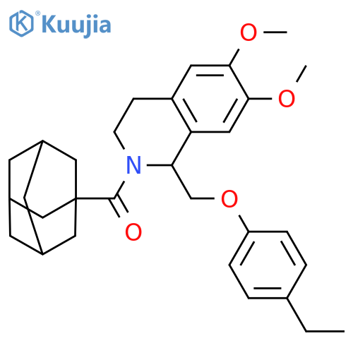 2-(adamantane-1-carbonyl)-1-(4-ethylphenoxy)methyl-6,7-dimethoxy-1,2,3,4-tetrahydroisoquinoline structure