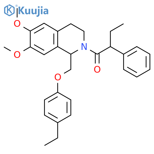 1-{1-(4-ethylphenoxy)methyl-6,7-dimethoxy-1,2,3,4-tetrahydroisoquinolin-2-yl}-2-phenylbutan-1-one structure