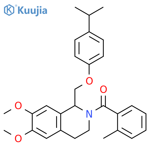 6,7-dimethoxy-2-(2-methylbenzoyl)-1-{4-(propan-2-yl)phenoxymethyl}-1,2,3,4-tetrahydroisoquinoline structure