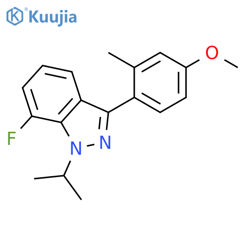 1H-INDAZOLE, 7-FLUORO-3-(4-METHOXY-2-METHYLPHENYL)-1-(1-METHYLETHYL)- structure