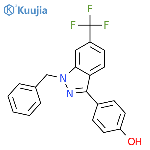 Phenol, 4-[1-(phenylmethyl)-6-(trifluoromethyl)-1H-indazol-3-yl]- structure