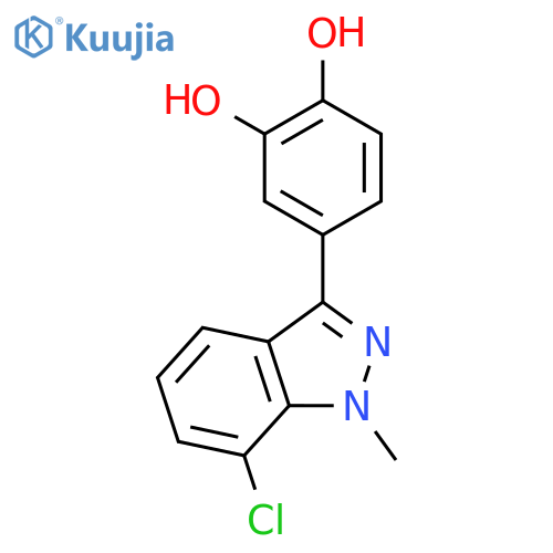 1,2-BENZENEDIOL, 4-(7-CHLORO-1-METHYL-1H-INDAZOL-3-YL)- structure