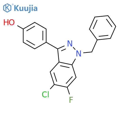 PHENOL, 4-[5-CHLORO-6-FLUORO-1-(PHENYLMETHYL)-1H-INDAZOL-3-YL]- structure