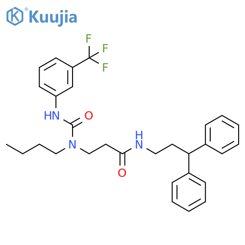 Propanamide,3-[butyl[[[3-(trifluoromethyl)phenyl]amino]carbonyl]amino]-N-(3,3-diphenylpropyl)- structure