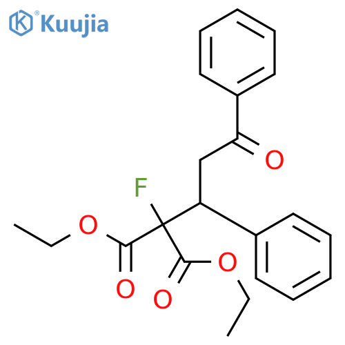 Propanedioic acid, fluoro(3-oxo-1,3-diphenylpropyl)-, diethyl ester, (+)- structure