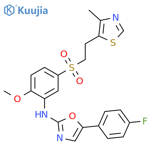 2-OXAZOLAMINE, 5-(4-FLUOROPHENYL)-N-[2-METHOXY-5-[[2-(4-METHYL-5-THIAZOLYL)ETHYL]SULFONYL]PHENYL]- structure