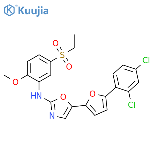 2-OXAZOLAMINE, 5-[5-(2,4-DICHLOROPHENYL)-2-FURANYL]-N-[5-(ETHYLSULFONYL)-2-METHOXYPHENYL]- structure