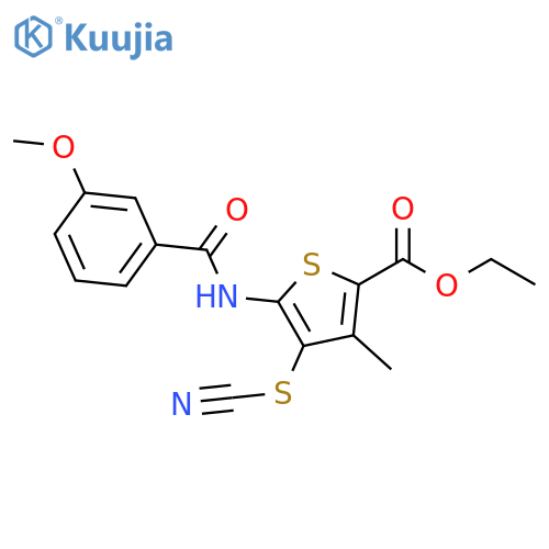 ethyl 4-(cyanosulfanyl)-5-(3-methoxybenzamido)-3-methylthiophene-2-carboxylate structure