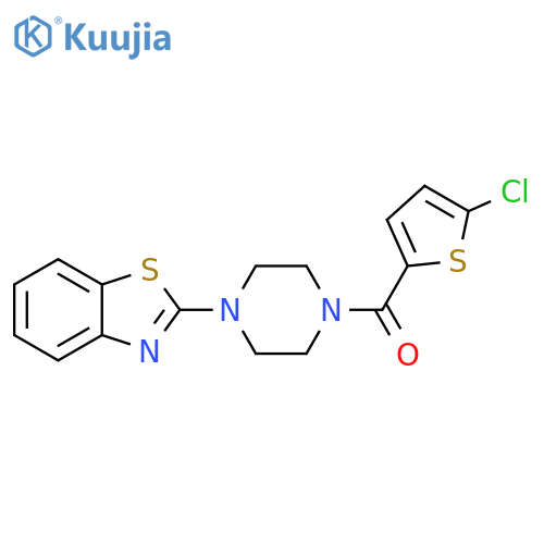 2-4-(5-chlorothiophene-2-carbonyl)piperazin-1-yl-1,3-benzothiazole structure