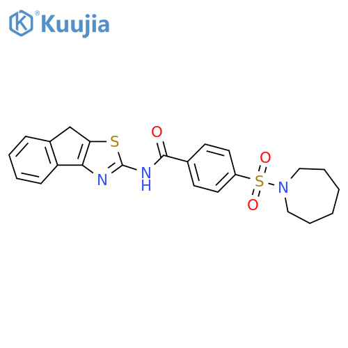 4-(azepane-1-sulfonyl)-N-{8H-indeno1,2-d1,3thiazol-2-yl}benzamide structure