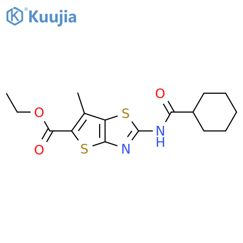ethyl 2-cyclohexaneamido-6-methylthieno[2,3-d][1,3]thiazole-5-carboxylate structure