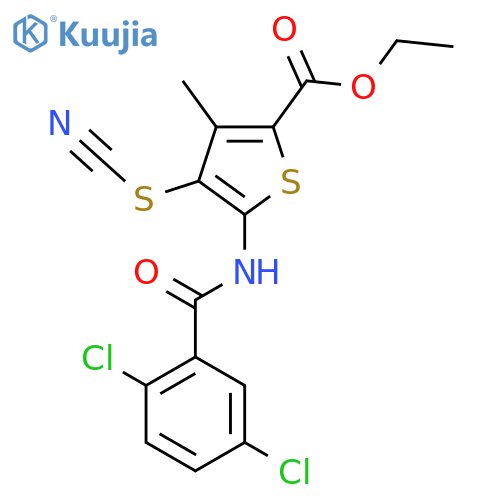 ethyl 4-(cyanosulfanyl)-5-(2,5-dichlorobenzamido)-3-methylthiophene-2-carboxylate structure