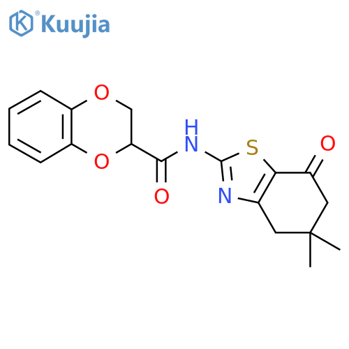 N-(5,5-dimethyl-7-oxo-4,5,6,7-tetrahydro-1,3-benzothiazol-2-yl)-2,3-dihydro-1,4-benzodioxine-2-carboxamide structure