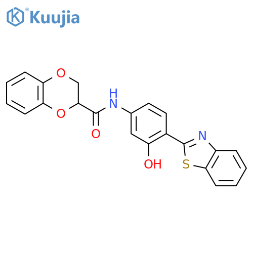 N-4-(1,3-benzothiazol-2-yl)-3-hydroxyphenyl-2,3-dihydro-1,4-benzodioxine-2-carboxamide structure