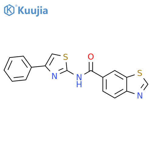 N-(4-phenyl-1,3-thiazol-2-yl)-1,3-benzothiazole-6-carboxamide structure