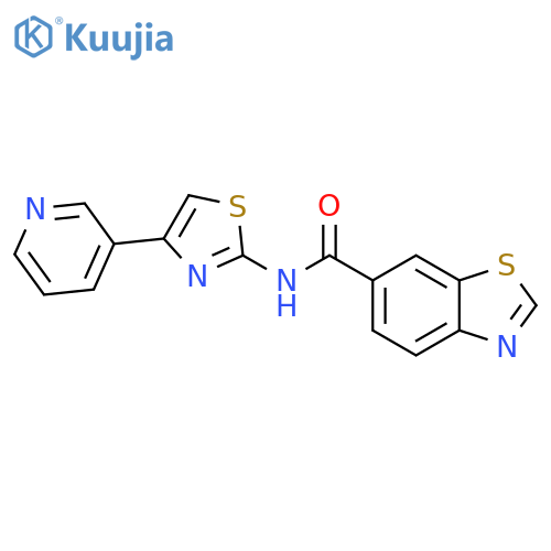 N-4-(pyridin-3-yl)-1,3-thiazol-2-yl-1,3-benzothiazole-6-carboxamide structure