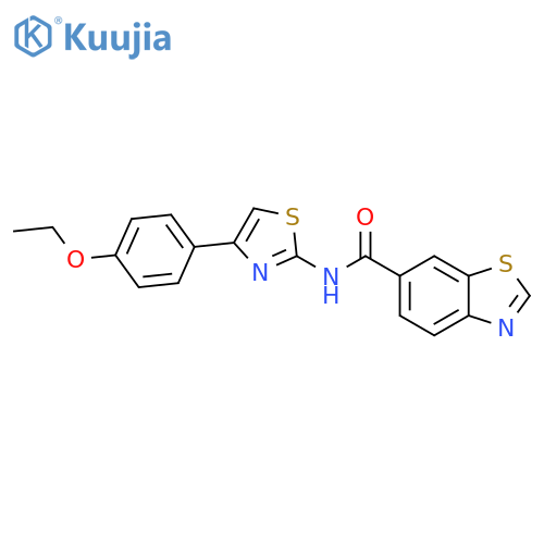 N-[4-(4-ethoxyphenyl)-1,3-thiazol-2-yl]-1,3-benzothiazole-6-carboxamide structure