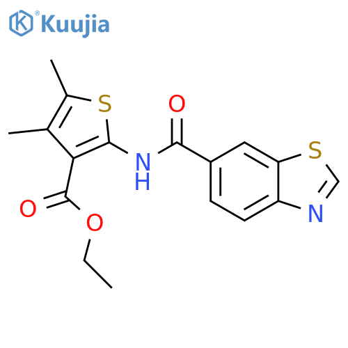 ethyl 2-(1,3-benzothiazole-6-amido)-4,5-dimethylthiophene-3-carboxylate structure