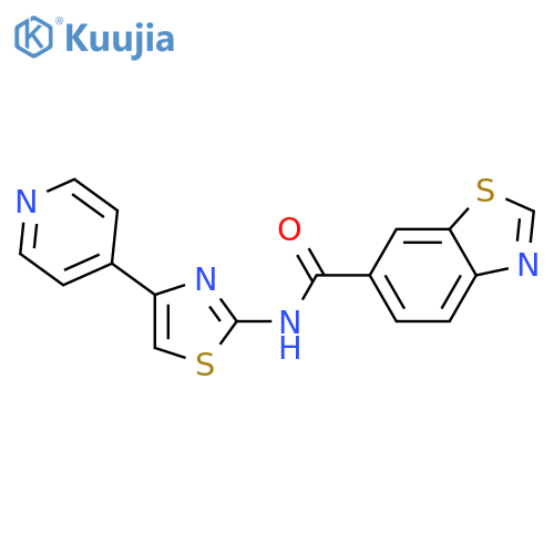 N-4-(pyridin-4-yl)-1,3-thiazol-2-yl-1,3-benzothiazole-6-carboxamide structure