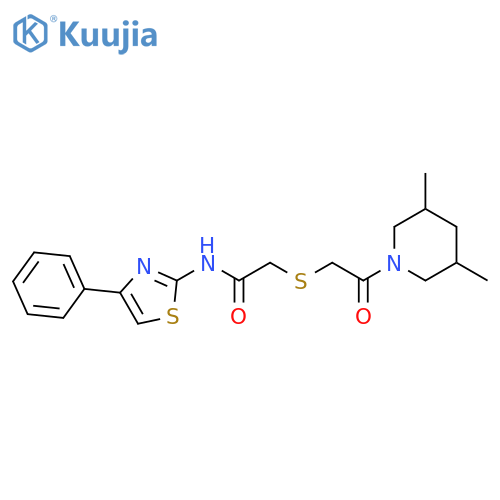2-{[2-(3,5-dimethylpiperidin-1-yl)-2-oxoethyl]sulfanyl}-N-(4-phenyl-1,3-thiazol-2-yl)acetamide structure