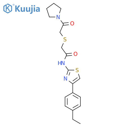 N-4-(4-ethylphenyl)-1,3-thiazol-2-yl-2-{2-oxo-2-(pyrrolidin-1-yl)ethylsulfanyl}acetamide structure