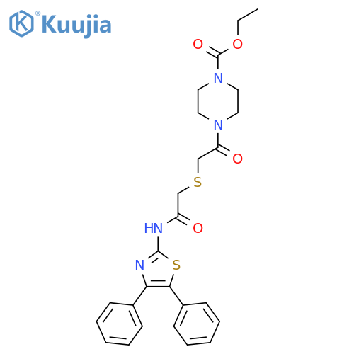 ethyl 4-2-({(4,5-diphenyl-1,3-thiazol-2-yl)carbamoylmethyl}sulfanyl)acetylpiperazine-1-carboxylate structure