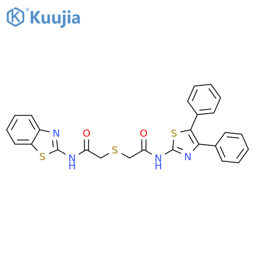 N-(1,3-benzothiazol-2-yl)-2-({(4,5-diphenyl-1,3-thiazol-2-yl)carbamoylmethyl}sulfanyl)acetamide structure