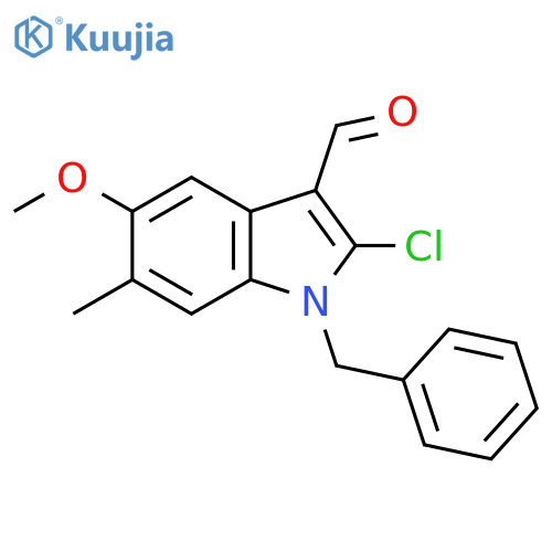 1H-Indole-3-carboxaldehyde,2-chloro-5-methoxy-6-methyl-1-(phenylmethyl)- structure